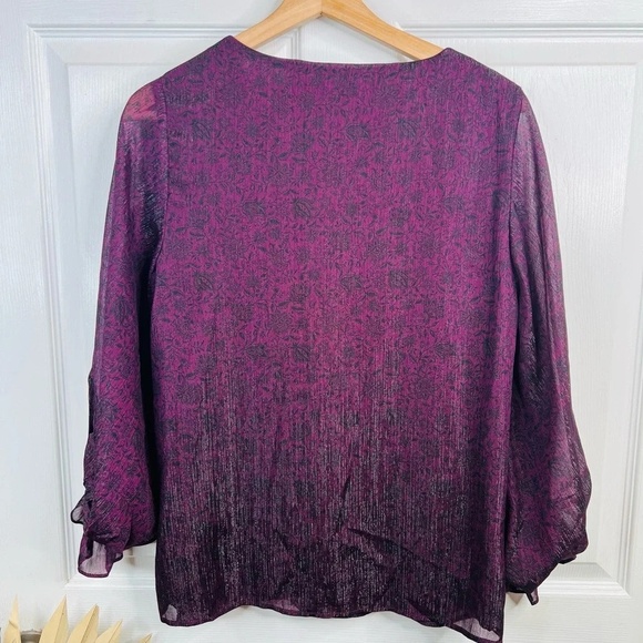 Halogen Purple V-Neck Blouse - Picture 3 of 10